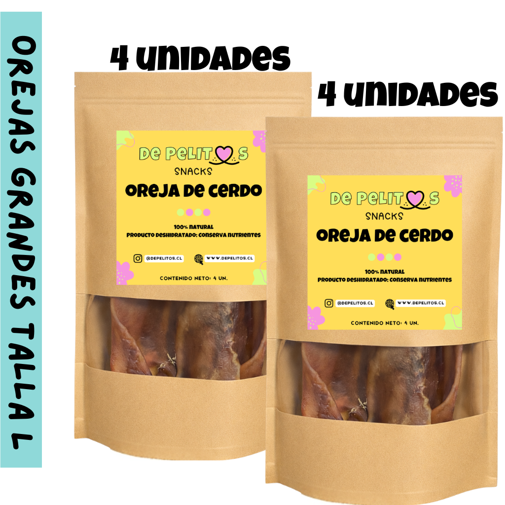 Oreja de cerdo  - 8 unidades enteras GRANDES talla L